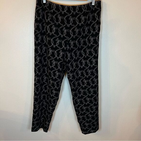 Talbots Petites Black Embroidered Design Stretch Cropped Capri Pants Size 14 - Picture 1 of 8